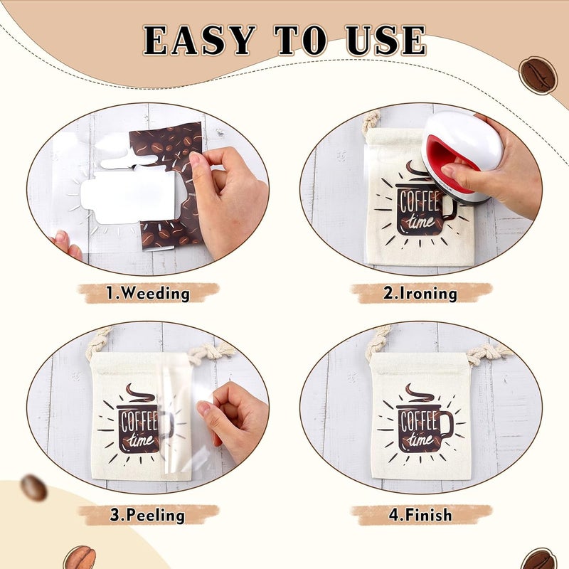 Tintnut Brown Heat Transfer Vinyl Bundle - 10 Sheets 10x12 Inch Coffee Bean Iron on Vinyl Patterned HTV DIY T-Shirt Hats Clothing for Cricut or Cameo - Image 2